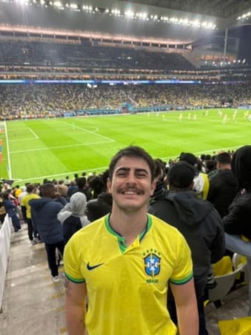 Marcos at a football stadium